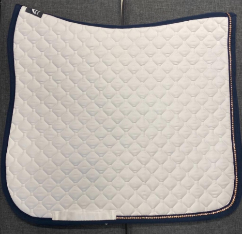 Anna Scarpati Quattro cust saddle pad White / Navy + Rose gold