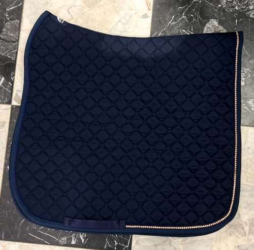 Anna Scarpati Quattro custo saddle pad Navy / Rose Gold