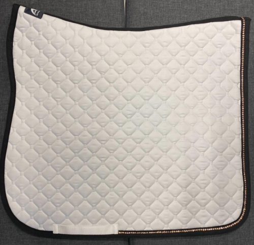 Anna Scarpati quattro custom saddle pad White / Black + Rose gold
