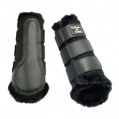 Back on Track mesh brushing boot with faux fur Black