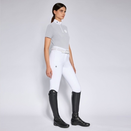 Cavalleria Toscana jersey S/S zip ladies competition polo 8100 Light Grey