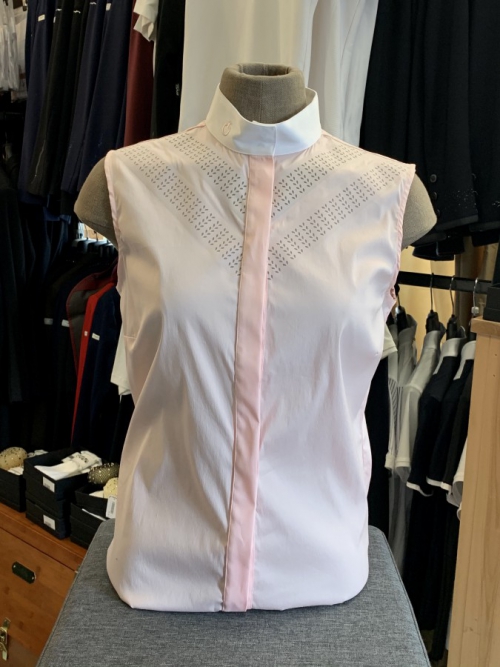 Cavalleria Toscana Perforated double sleeveless ladies competition shirt Pink