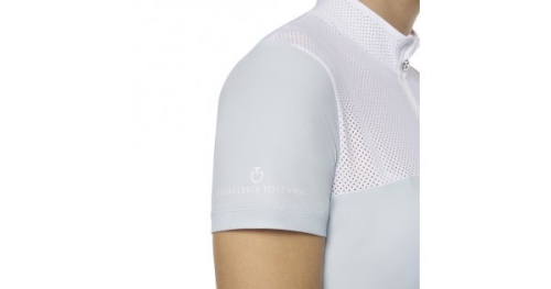 Cavalleria Toscana perforated outline and collar SS kids competition shirt 7600
