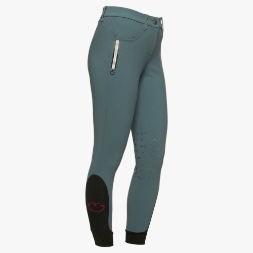 Cavalleria Toscana printed stripes knie grip kinder rijbroek 5900 Petrol