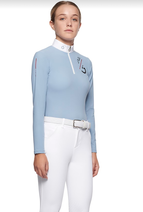 Cavalleria Toscana Team L/S Jersey girls competition polo 7C00 Light Blue