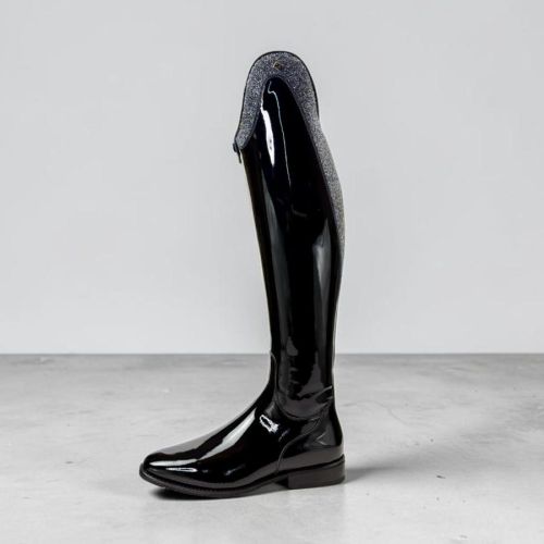 DeNiro Bellini patent black, coco top ultra fine rocks blue