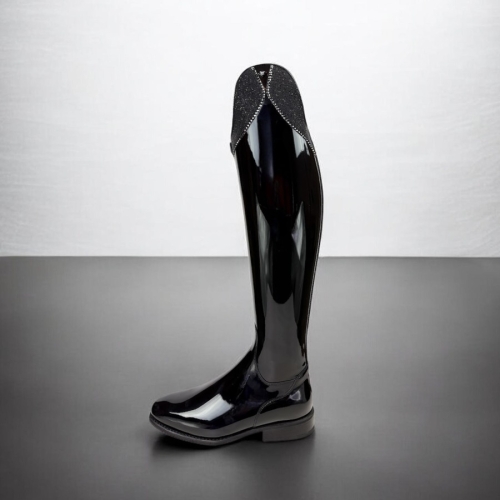 DeNiro Bellini shiny black, Callas top Crystal fabric black + swarovski black diamond border