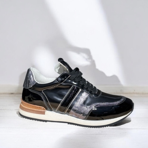 Deniro sneaker Brushed Black, Incanto Argento