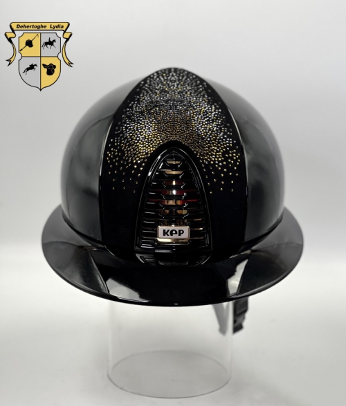 KEP Italia Cromo 2.0 polish black polo, suede front shaded Swarovski gold + jet