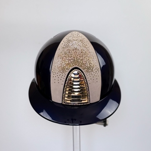 KEP Italia Cromo 2.0 polo polish blue, Nebula front in suede light beige, mirror gold grid