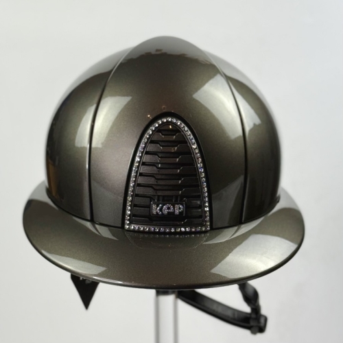 KEP Italia polo metal olive green, Swarovski frame crystal, KEP logo zircone